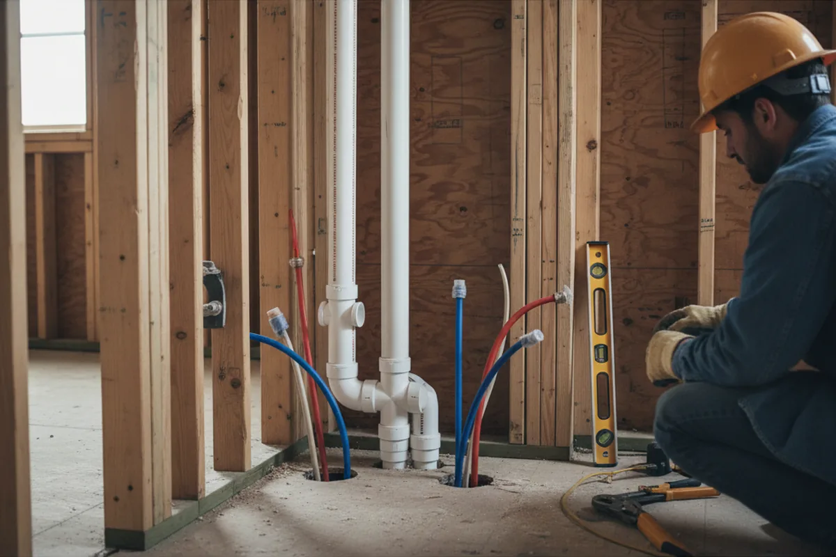 Drain and supply rough-in during Garbage Disposal Repair in Redfox