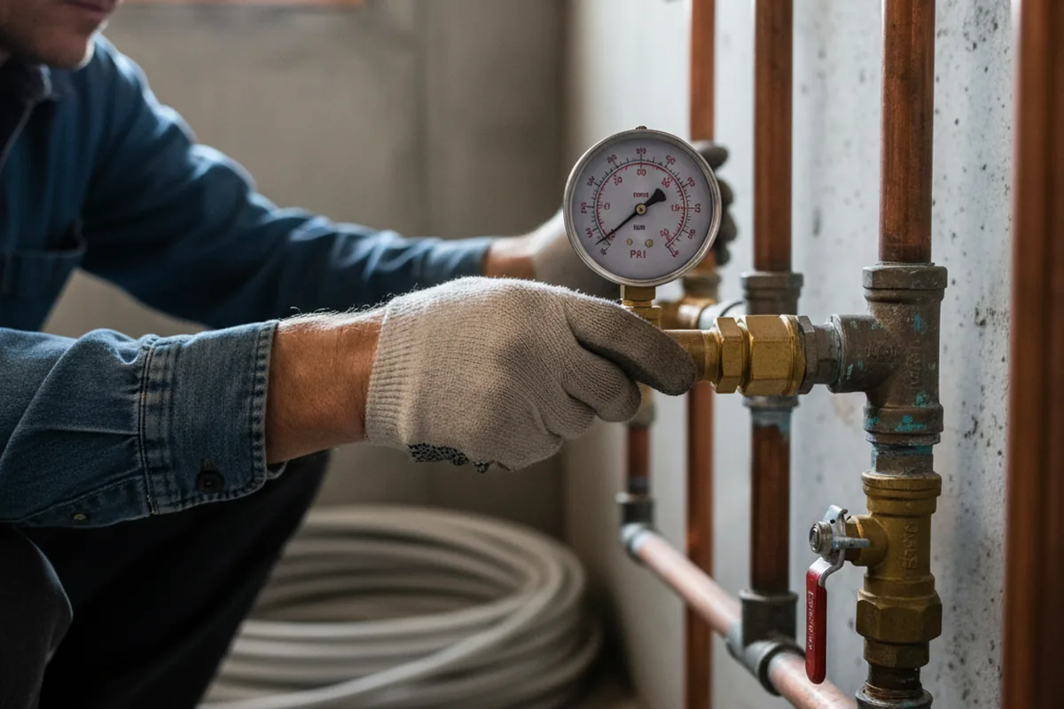 Pressure testing a repaired line during Water Line Repair in Redfox